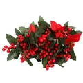 Ghirlanda di bacche rosse artificiali con stelle di Natale per decorazioni natalizie - Vite di Fiori Rosso Verde