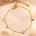 18k gold plated stainless steel butterfly bracelet with sparkling zircon stones - Gold Butterfly