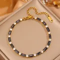 Lussuoso bracciale in titanio placcato oro 18k con gemme nere e zirconi bianchi brillanti - Strass Neri