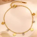 Gold-plated stainless steel four-leaf clover bracelet with sparkling round zircons - Gold Clover