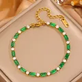 Bracciale placcato oro 18k con pietre verdi e cristalli di zircone scintillanti - Zirconia Verde