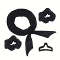 Detailed set of black heatless hair curlers including hair scrunchies and a claw clip - Curler Rod Scrunchies Claw Clip / Black