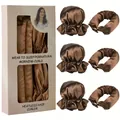 Détail du kit de bigoudis en soie marron sans chaleur avec bonnet de nuit et emballage - Ensemble Triple Bonnet et Ruban (Boîte) / Café
