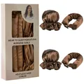 Détail du kit de bouclage sans chaleur en satin bronze avec bonnets et ruban à boucler - Ensemble Double Bonnet et Ruban (Boîte) / Café