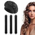 Kit 3 bigoudis sans chaleur avec bonnet en satin noir pour boucles sans dommages - Noir