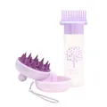 Purple hair care set including a squeeze applicator bottle and a scalp massage brush - Bottle And Massage Brush / Purple