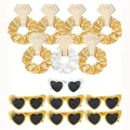 Golden satin scrunchies and heart sunglasses set for bridal party wedding favors - Gold Style (5)
