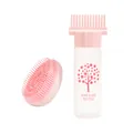 Pink hair care set with detangling brush and scalp applicator bottle in soft pastel finish - Pink