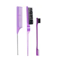 3-teiliges lilafarbenes Haarkamm-Set mit Stielkamm, Stylingbürste und Kanten-Bürste - Lila (Basis-Werkzeug-Kollektion)