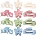 Lot de 12 pinces à cheveux mates Morandi incluant des formes fleurs et rectangles - Style Assorti Macaron Mat