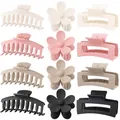 Lot de 12 pinces à cheveux mates aux formes de fleurs et rectangles en quatre couleurs - Style Assorti Classique Mat