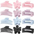 Lot de 12 pinces à cheveux mates aux formes florales et rectangulaires, tons pastel - Style Assorti Vibrant Mat