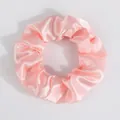 Chouchou en satin rose avec élastique à cheveux et texture soie lisse et brillante - Rose(3)