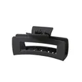 Pince à cheveux rectangulaire noire mate au design ajouré minimaliste pour femme - Rectangulaire / Noir mat