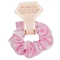 Eleganter Haargummi aus rosa Seidensatin mit sechseckigem Roségold-Geschenkanhänger - Rosa Haargummi