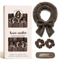 Braunes Heatless Hair Curler Set aus Samt mit Haargummis und Clip in Geschenkbox - Braun (Haarroller Haargummis Haarklammer)