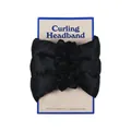 Détail du bandeau à boucles sans chaleur en satin noir sur support de vente au détail - 1 Bigoudi + 2 Chou-chous (Carte Incluse) / Noir Polyvalent