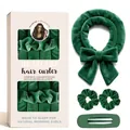 Donkergroen fluwelen hittevrije krulset voor lang haar inclusief scrunchies en haarklem - Groen (Haarroller Scrunchies Haarklem)