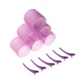 Kit de bigoudis avec 6 rouleaux roses et 6 pinces violettes pour un volume naturel - Style Avec Pinces / Violet
