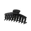 Pince à cheveux large noir mat minimaliste avec finition givrée pour femmes - Style Quille / Noir mat
