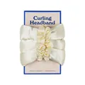 Détail du bandeau à friser sans chaleur en satin crème sur son support d'emballage - 1 Bigoudi + 2 Chou-chous (Carte Incluse) / Jaune Chaud