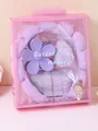 Set viola con fascia per capelli e polsini in scatola regalo rosa per la pulizia - Viola