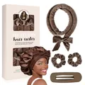 Hittevrije krulset in bruin met scrunchies en slaapmuts voor lang haar accessoires - Bruin (Haarroller Scrunchies Haarklem Slaapmuts)