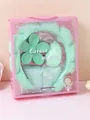 Set regalo spa verde menta con fascia, polsini e molletta in scatola rosa con finestra - Verde