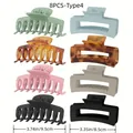 Lot de 8 pinces à cheveux rectangulaires mates et pinces courbées en couleurs variées - Style 4