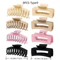8er-Set große matte Haarklammern in Beige, Rosa und Schwarz, 11 cm Länge - Stil 9