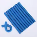 Set of 10 flexible blue foam hair rollers showing bendable texture for heatless styling - No.1 2.0cm / Blue