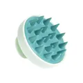 Manual scalp massage brush in light green and cyan silicone for deep hair cleansing - Two-tone Green
