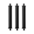 Three-pack black snap-button heatless hair rollers for long wave styling in soft fabric - Black