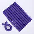 Set of 10 purple soft foam hair rollers with flexible core for heatless styling - No.2 1.8cm / Purple