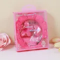 Set rosa con fascia per capelli in peluche e fermaglio a fiore in scatola regalo chic - Rosa Rosso (Motivo Frangipane)
