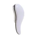 Ergonomic white detangling brush with curved handle and black bristles for smooth hair - White