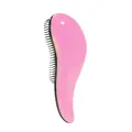 Pink curved ergonomic detangling hairbrush with black bristles for smooth long hair - Pink