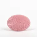 Pink silicone baby scalp massager brush with dual-texture soft bristles for newborns - Pink