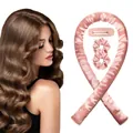 Roze hittevrije krulset met satijnen hoofdband, zijden scrunchies en haarklem - Roze (Haarroller Scrunchies Haarklem)