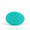 Baby silicone shampoo brush in green featuring soft bristles and oval ergonomic shape - Green