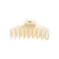 Rechteckige Haarspange in Creme-Beige mit glänzendem Finish und starker Metallfeder - Glänzendes Off-White