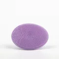 Soft purple silicone baby scalp massager brush with dense dual-texture cleansing bristles - Purple