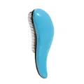 Ergonomic curved hair detangling brush in vibrant blue finish with black bristles - Blue
