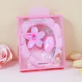 Set fascia in peluche rosa e molletta per capelli a fiore con polsini coordinati - Rosa Acceso (Motivo Frangipane)