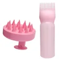 Flacon de teinture rose avec échelle et brosse de massage pour cuir chevelu en kit - Ensemble de Bijoux Rose
