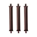 Set of 3 dark brown satin heatless hair curlers with snap button closure for waves - Coffee
