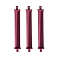 Set of 3 burgundy heatless hair curlers in premium silk satin finish with snap buttons - Burgundy