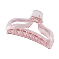 Dettaglio della molletta per capelli rosa traslucida con design aerodinamico e molla - Rosa Trasparente