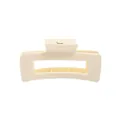 Haarklammer in Matt-Creme, rechteckig hohl für dickes Haar, minimalistischer Stil - Glänzendes Off-White