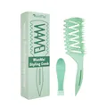 Hohlraum-Styling-Kamm-Set in Minzgrün mit Massagebürste und Originalverpackung - Stylingkamm Und Reiniger Set / Grün
